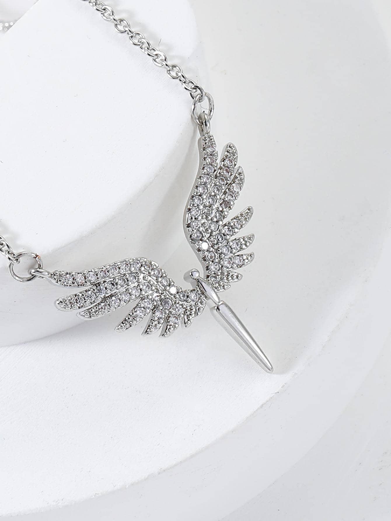1pc Fashion Cubic Zirconia Angel Pendant Necklace For Women For Gift ...