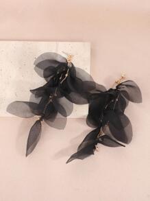 1對花瓣耳墜 - 黑色 - 查看 3