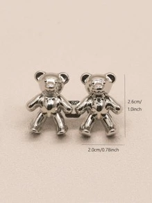 2pcs Cartoon Bear Shaped Waist Buckle, Minimalist Zinc Alloy Waist Extension Buckle For Sewing