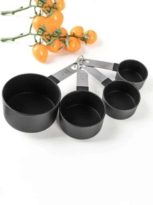 4入組塑膠量勺極簡風格黑色量勺套裝適用於廚房 - 黑色 - 查看 6