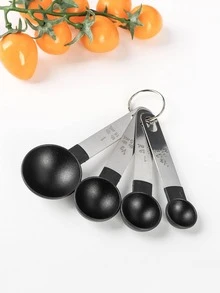 4入組塑膠量勺極簡風格黑色量勺套裝適用於廚房 - 黑色 - 查看 7