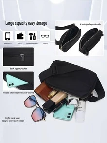 1 pieza Bolso para correr negro impermeable - Negro - Ver 4