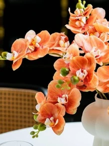 3 cây nhân tạo, hoa nhân tạo Polyester màu cam cháy lãng mạn để trang trí nhà cửa - Màu Cam cháy - Xem 5