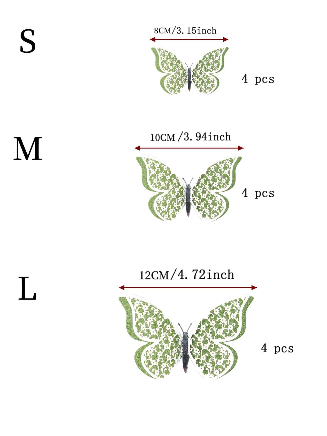 12pcs Foldable Double Layer Green Butterfly Sticker, Hollow Paper Wall Decorative Sticker For Home Decor, Stickers, Wall Decal, Vinyl Decal For Home Decorations, Spring Decoration Items Refresh Your Home, Rama Decoration Stickers Back To School Room Decor School Supplies