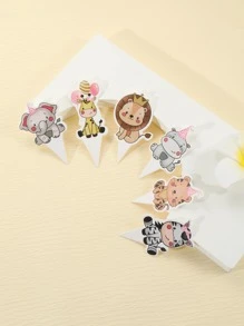 24入組卡通動物圖案蛋糕裝飾 - 彩色 - 查看 2