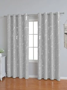 1pc Simple Marble Pattern Single Panel Curtain, Polyester Glitter Blackout Curtain For Household - Multicolor - View 3