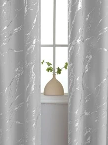 1pc Simple Marble Pattern Single Panel Curtain, Polyester Glitter Blackout Curtain For Household - Multicolor - View 5