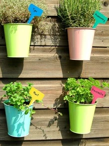 60 piezas Etiqueta de planta PVC planta simple en forma geométrica reutilizable impermeable para exterior - Multicolor - Ver 2