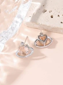 1pair Rhinestone Decor Planet Stud Earrings - Champagne - View 3