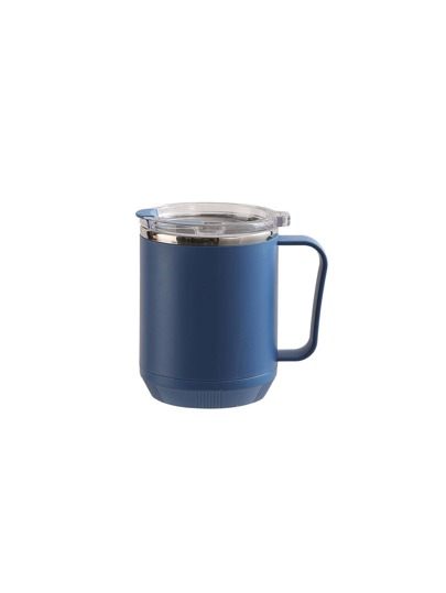 1pc Stainless Steel Travel Mug, Blue Portable Coffee Cup For Home, Office