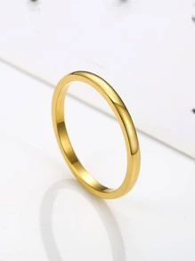 MONALLY 1 chiếc nhẫn tối giản thời trang dành cho phụ nữ cho cuộc sống hàng ngày - Vàng - Xem 1