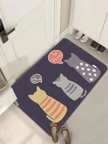 1 Gói Thảm Trải Sàn In Hình Mèo Dễ Thương, Thảm Lót Sàn Polyester Thấm Hút Cho Gia Đình - Nhiều màu - Xem 5