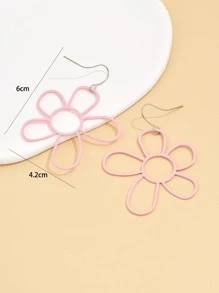 1 对简约时尚可爱彩色镂空金属耳环，适合女性日常佩戴或送礼 - 淺粉色 - 查看 3