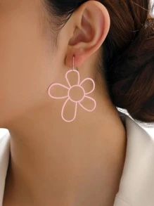 1 对简约时尚可爱彩色镂空金属耳环，适合女性日常佩戴或送礼 - 淺粉色 - 查看 1