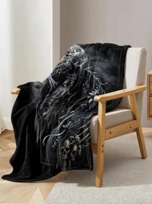 1pc Black Horse Print Blanket, Modern Soft Throw Blanket For Household - Multicolor - View 1