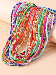 8 cái / bộ Chuỗi thắt lưng đính cườm bằng nhựa đầy màu sắc ngẫu nhiên - Nhiều màu - Xem 2