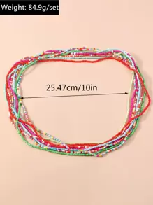 8 cái / bộ Chuỗi thắt lưng đính cườm bằng nhựa đầy màu sắc ngẫu nhiên - Nhiều màu - Xem 6