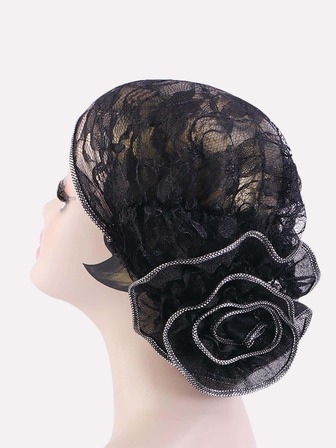 花朵裝飾蕾絲帽