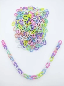100pcs/set Colorful Acrylic Plastic Quick Connectors Chain Link For Jewelry Making, Pet Collars, Hair Accessories-15 X 9 MM