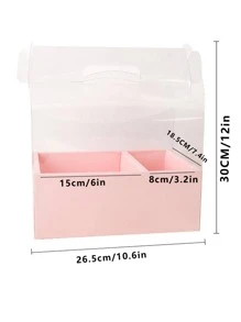 1pc Mother's Day Flower Box Gift Box, Transparent Folding Box (Ribbon Not Included), Packaging Material - Pink - View 4