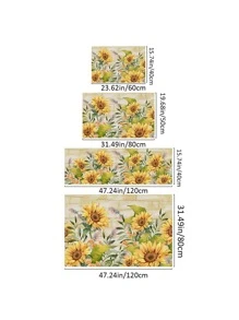 1pc Colorful Sunflower Print Mat, Polyester Anti-slip Absorbent Floor Mat For Household - Multicolor - View 2