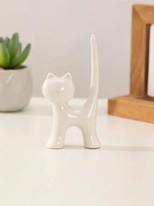 1入組可愛白色貓形裝飾用品陶瓷製品創意家居飾品適用於家庭裝飾 - 白色 - 查看 4