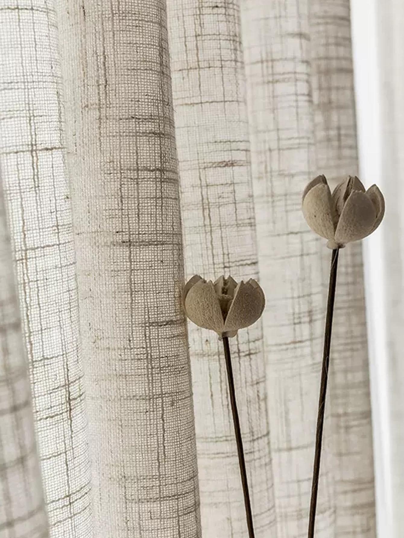 1入組圖形圖案透明窗簾適用於客廳現代滌綸濾光透明窗簾 - 米色 - 查看 1