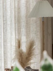 1入組圖形圖案透明窗簾適用於客廳現代滌綸濾光透明窗簾 - 米色 - 查看 10