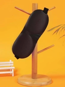 1入組素色眼罩適用於臥室現代聚酯遮光可重複使用眼罩 - 黑色 - 查看 1