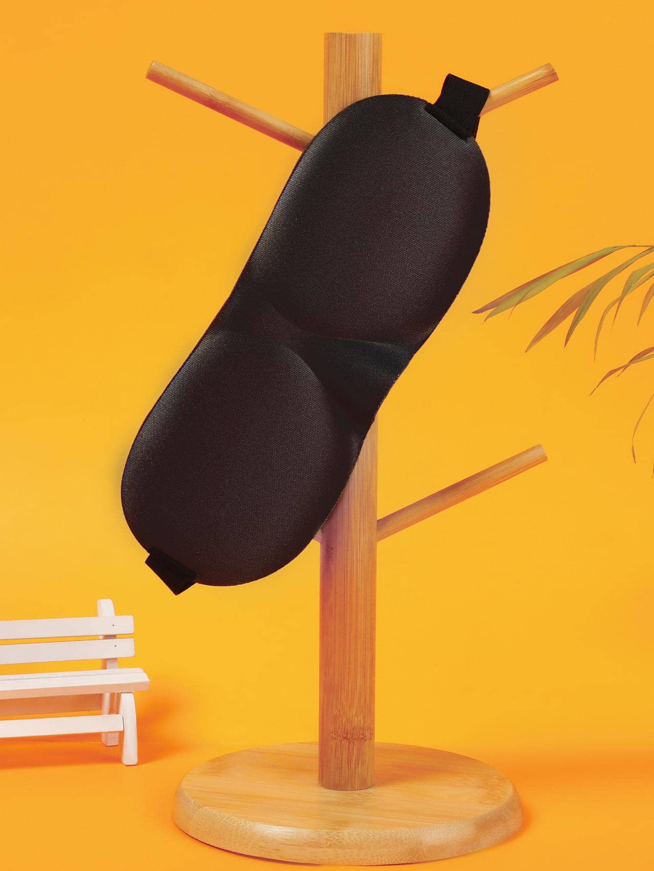 1入組素色眼罩適用於臥室現代聚酯遮光可重複使用眼罩 - 黑色 - 查看 1