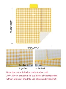 1入組PE野餐墊現代格子圖案防水便攜式野餐墊適合戶外露營 - 藍色 - 查看 6