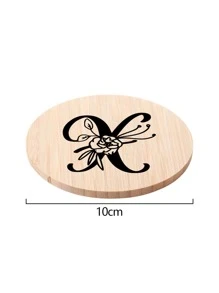 1入組簡約風字母圖案圓形竹子創意杯子墊 - 彩色 - 查看 6