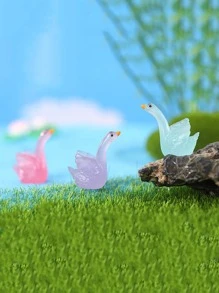 6pcs Cute Goose Shaped Random Color Glow In The Dark Garden Statue, ABS Creative Home Ornament For Home Decor - Multicolor - View 5