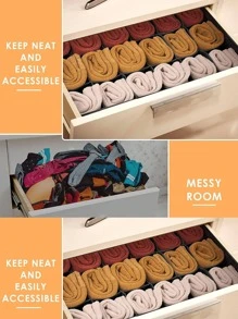 1pc Multi-Grid Sock Storage Box  Decorations   Autumn Decor Festival Decor Room Decor Home Decor Fall Decor Bedroom Decor - Black - View 2