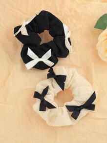 2 件女士蝴蝶结装饰时尚发圈，适合日常生活优雅，多巴胺发带马尾辫固定器发圈橡皮筋发圈发绳弹性发带，发球，头饰 - 彩色 - 查看 5