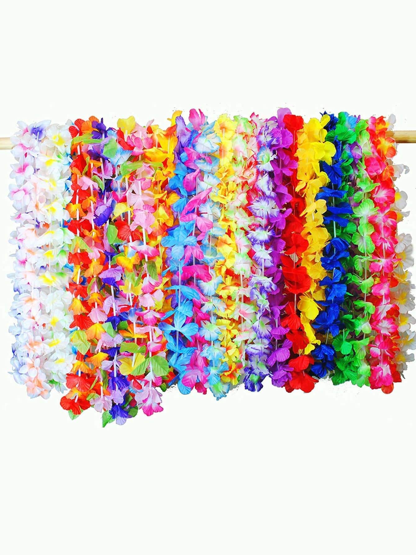 5 件/50 件夏威夷花环，涤纶花环，浪漫海滩花环 - 彩色 - 查看 1