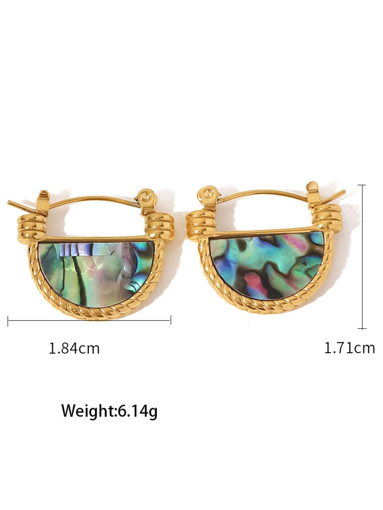 Uworld 1pair Fashion Jewelry Fan Shape Abalone Shell Earrings