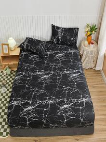 1pc Marble Pattern Fitted Sheet - Multicolor - View 1