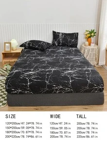 1pc Marble Pattern Fitted Sheet - Multicolor - View 2