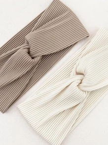 2 pièces Bandeau de mode pour femmes avec détail torsadé pour la décoration des cheveux, décontracté, bandeau de sport, bandeau turban, serre-tête absorbant la transpiration. Accessoires pour les cheveux automne-hiver pour femmes, pour les tenues de vacances. Élégant foulard pour femme