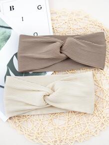 2 pièces Bandeau de mode pour femmes avec détail torsadé pour la décoration des cheveux, décontracté, bandeau de sport, bandeau turban, serre-tête absorbant la transpiration. Accessoires pour les cheveux automne-hiver pour femmes, pour les tenues de vacances. Élégant foulard pour femme