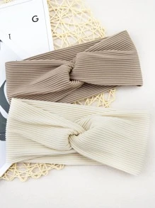 2 pièces Bandeau de mode pour femmes avec détail torsadé pour la décoration des cheveux, décontracté, bandeau de sport, bandeau turban, serre-tête absorbant la transpiration. Accessoires pour les cheveux automne-hiver pour femmes, pour les tenues de vacances. Élégant foulard pour femme