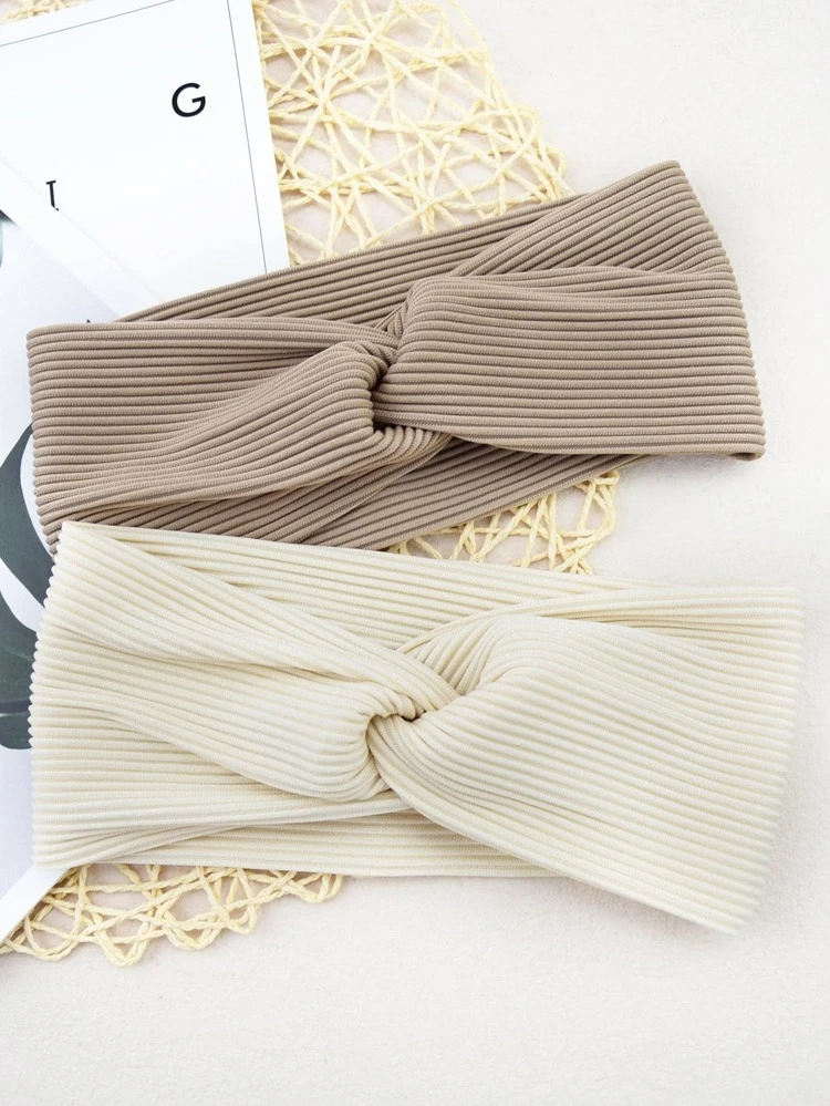 2pcs Women Twist Detail Fashion Hair Band For Hair Decoration Casual, Gym Headband Turban Headband Sweatband, Hairband Fall Winter Hair Accessories For Women For Vacation Outfits Woman Elegant Scarf Women Bandana Soft Headwrap,Summer,Holiday,Travel