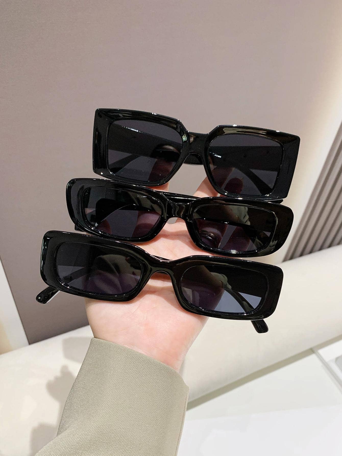 3pairs Women Square Frame Fashionable Fashion Glasses For Summer