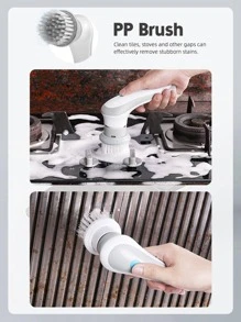 Multi-functional 3 In 1 Electric Rotating Cleaning Brush For Bathroom, Sink, Kitchen, Window And Car Cleaning - Light Grey - View 4