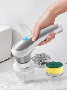 Multi-functional 3 In 1 Electric Rotating Cleaning Brush For Bathroom, Sink, Kitchen, Window And Car Cleaning - Light Grey - View 1