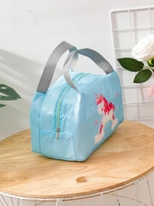 1 pieza Bolso con patrón de unicornio almuerzo moderno portátil aislado para doméstico - Azul - Ver 2