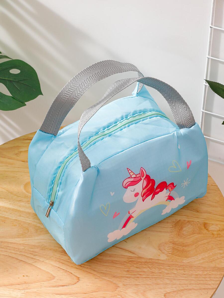 1 pieza Bolso con patrón de unicornio almuerzo moderno portátil aislado para doméstico - Azul - Ver 1