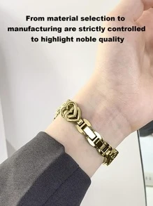 1入組男士和女士金色雙心金屬鑽石智能手錶帶,適用於Apple Watch帶38mm40mm41mm42mm44MM45mm49mm,適用於Apple Watch系列Ultra/SE/8/7/6/5/4/3/2/1 - 金色 - 查看 5