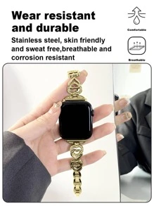 1入組男士和女士金色雙心金屬鑽石智能手錶帶,適用於Apple Watch帶38mm40mm41mm42mm44MM45mm49mm,適用於Apple Watch系列Ultra/SE/8/7/6/5/4/3/2/1 - 金色 - 查看 4